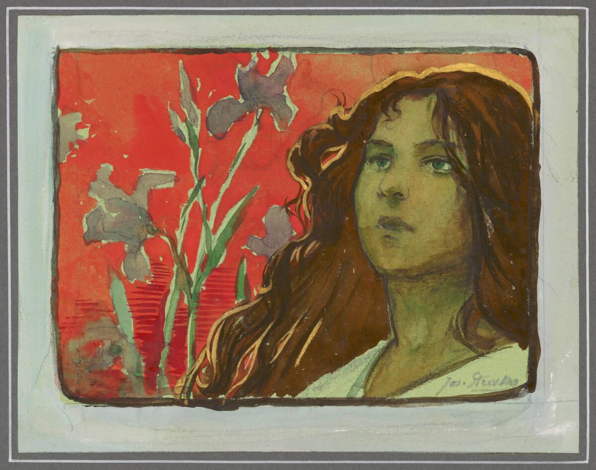 Joseph Straka, Mädchenkopf und Lilien, Inv. Nr.: 19674