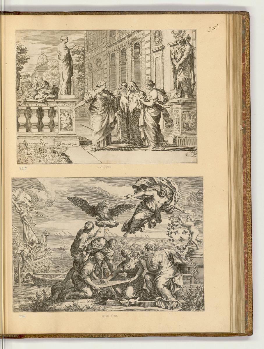 Druckgrafiken nach Pietro da Cortona und Ciro Ferri, Band II., Allegorie mit diversen Tugenden;…
