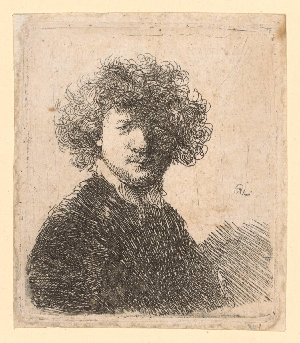 Rembrandt Harmensz. van Rijn, Selbstbildnis mit krausem Haar, Inv. Nr.: DG1926/1