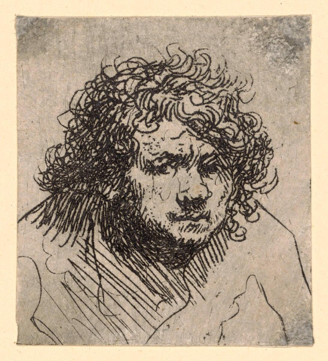 Rembrandt Harmensz. van Rijn, Selbstbildnis, vornübergebeugt, Inv. Nr.: DG1926/3