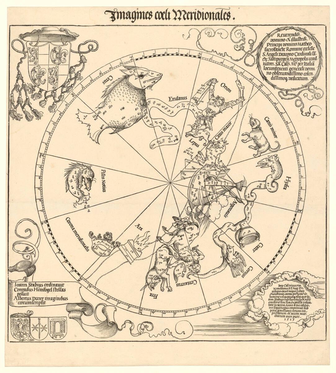 Sternkarte, südliche Hemisphäre, Albrecht Dürer, 1515