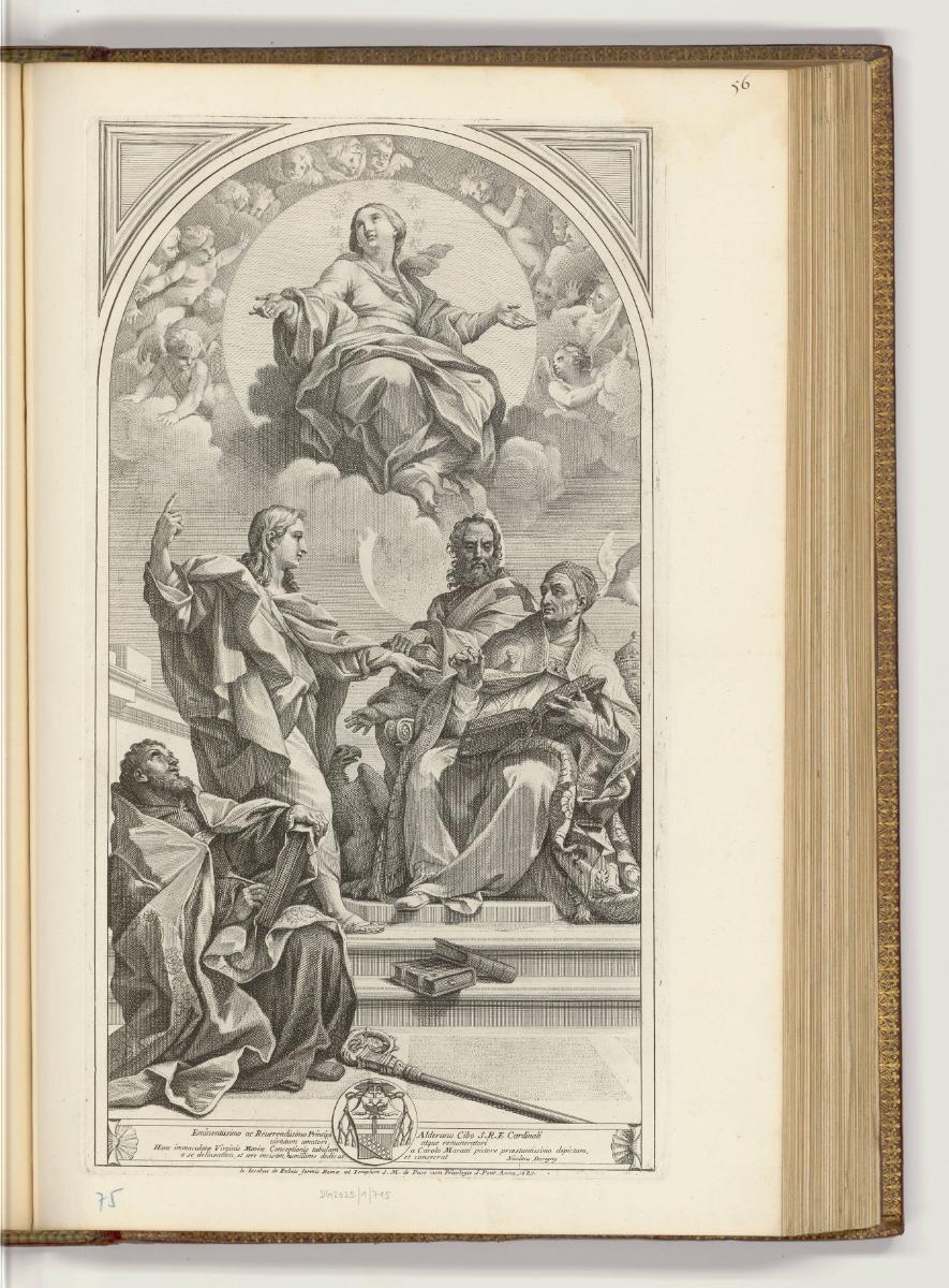 Druckgrafiken nach Carlo Maratta, Johannes der Täufer erläutert die Unbefleckte Empfängnis den …