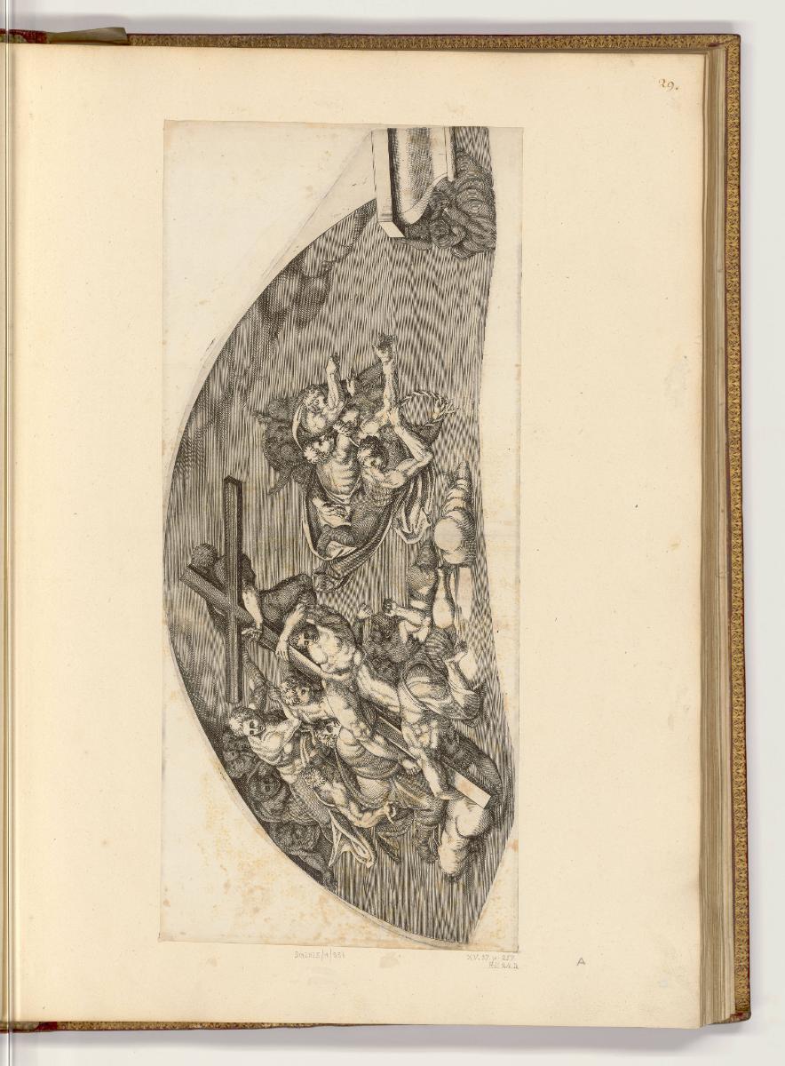 Kupferstiche von Nicolas Beatrizet, Szene aus dem Jüngsten Gericht in der Sixtinischen Kapelle,…