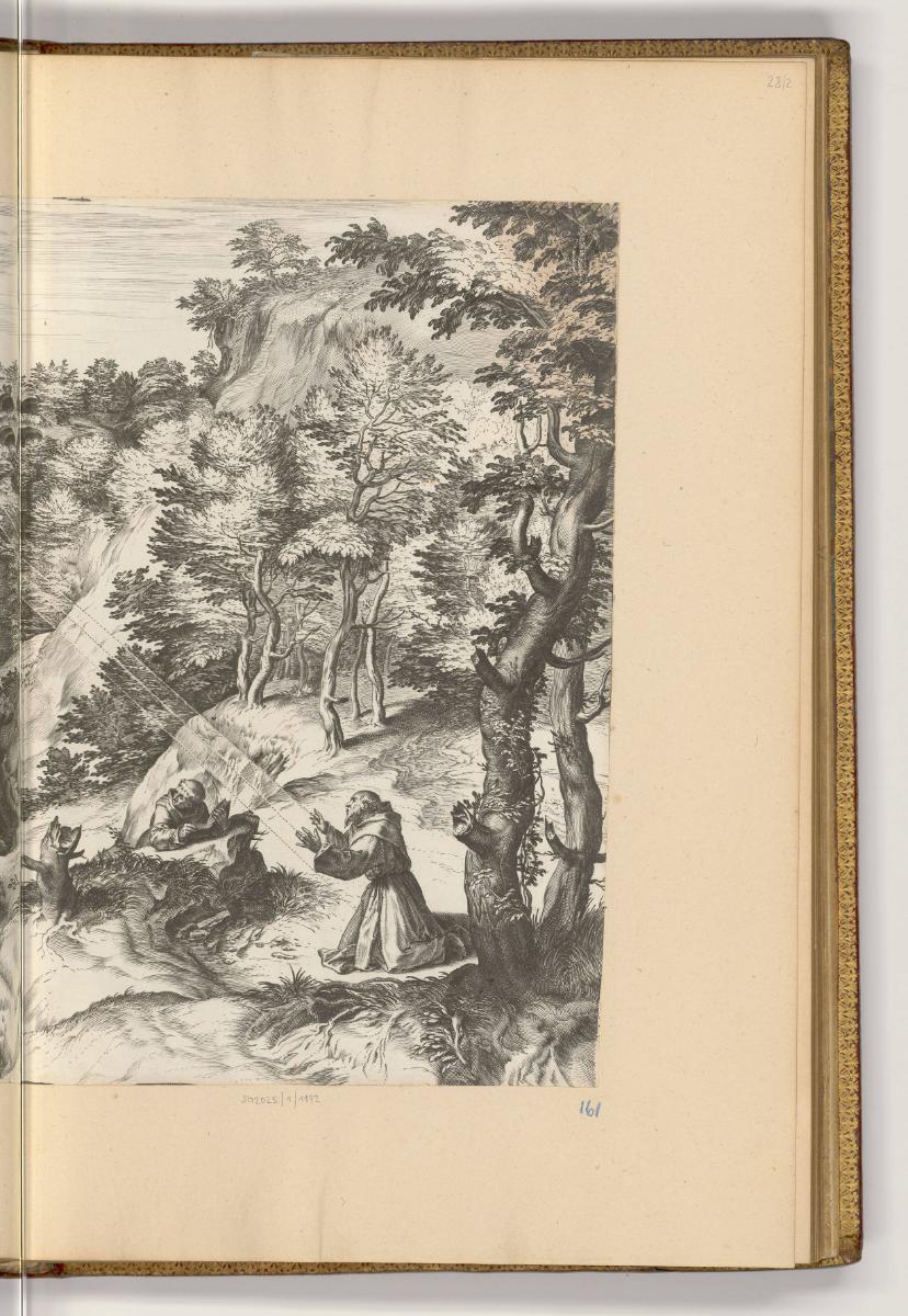 Kupferstiche von Cornelis Cort, Band II., Franz von Assisi empfängt die Stigmata (rechter Teil)…