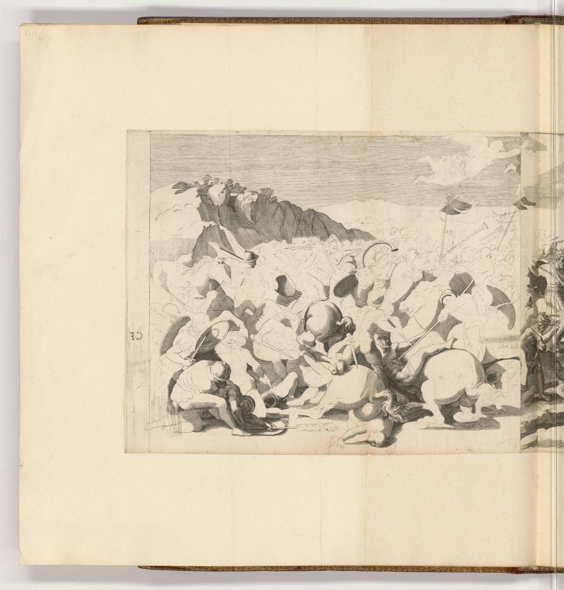 Kupferstiche von Cornelis Cort, Band II., Schlacht an der Milvischen Brücke (linker Teil), Inv.…