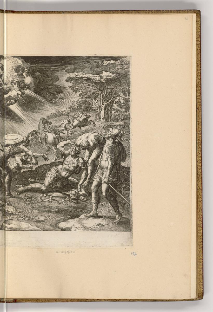 Kupferstiche von Cornelis Cort, Band II., Bekehrung des Paulus von Tarsus (rechter Teil), Inv. …