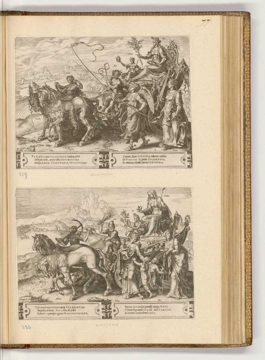 Kupferstiche von Cornelis Cort, Band II., Der Triumph des Friedens; Der Triumph der Demut, Inv.…