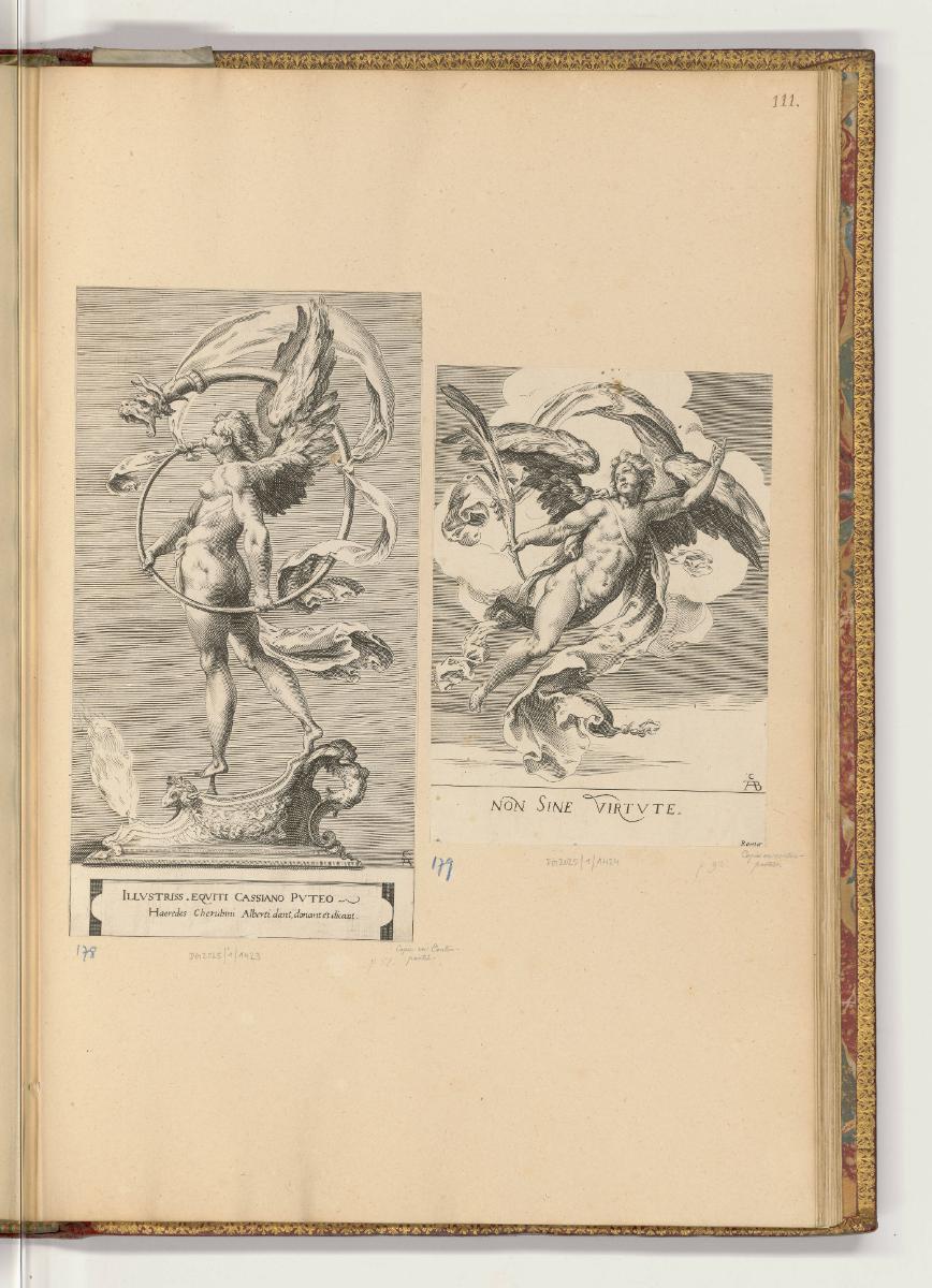 Kupferstiche von Cherubino Alberti, Fama mit Cornu; Engel mit Palmzweig, Inv. Nr.: HB21, HB21/1…