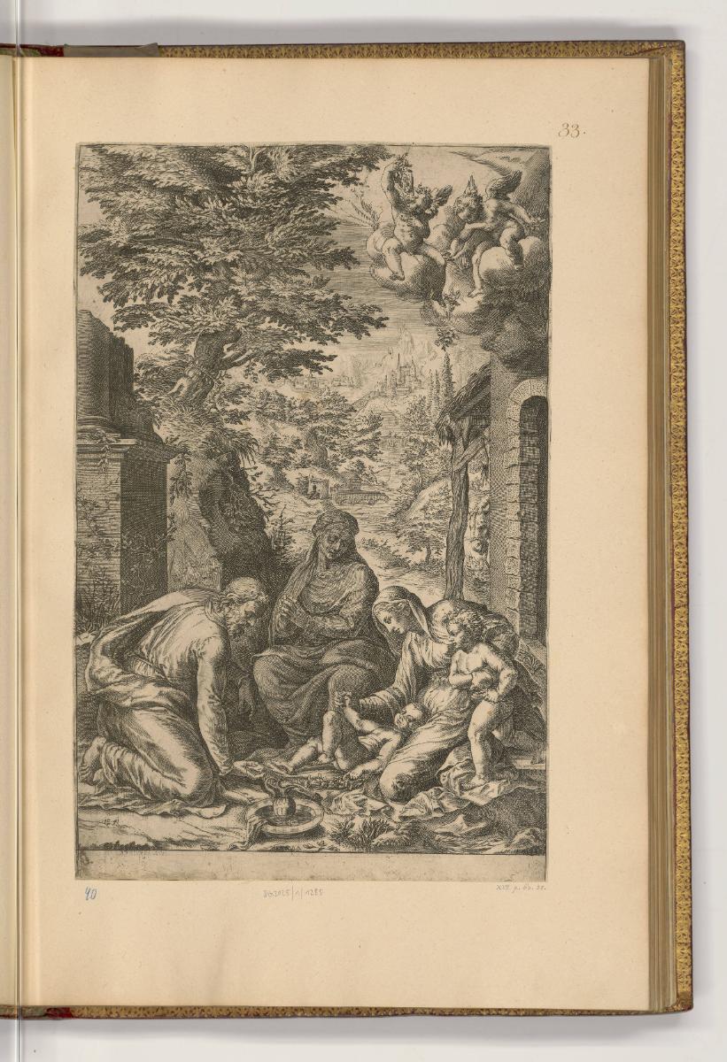 Kupferstiche von Cherubino Alberti, Heilige Familie mit Johannesknaben und Anna, Inv. Nr.: HB21…
