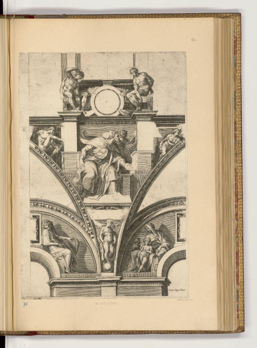 Kupferstiche von Cherubino Alberti, Deckefresko mit Prophet in der Sixtinischen Kapelle, Inv. N…