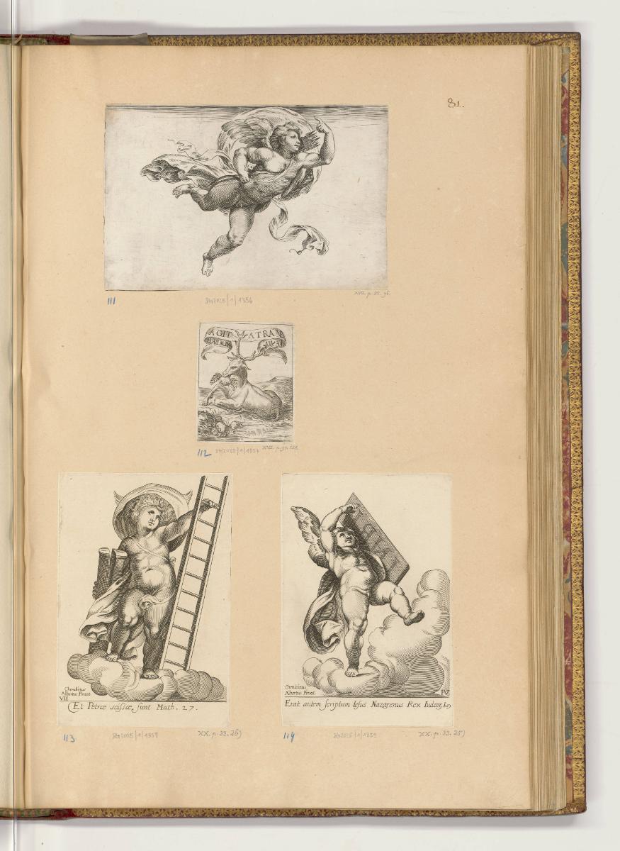Kupferstiche von Cherubino Alberti, Amoretten; Hirsch mit Krebsen, Inv. Nr.: HB21, HB21/81