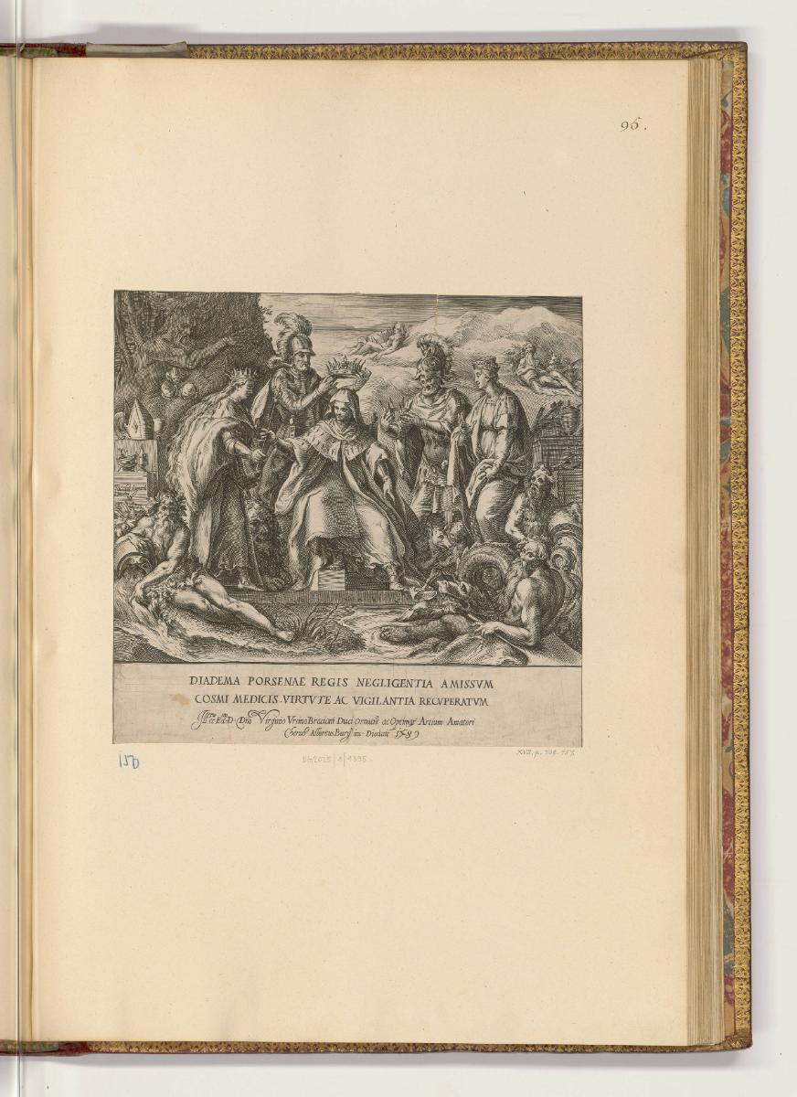 Kupferstiche von Cherubino Alberti, Allegorie der Toskana erhält Krone und Zepter, Inv. Nr.: HB…