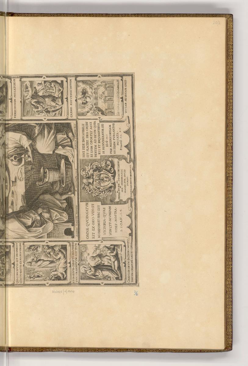 Kupferstiche von Francesco Villamena, Band I., Abendmahl umgeben von Szenen aus der Bibel (unte…