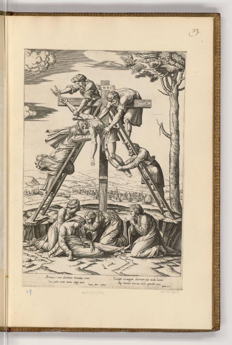 Kupferstiche von Francesco Villamena, Band I., Kreuzabnahme, Inv. Nr.: HB22.1, HB22.1/23