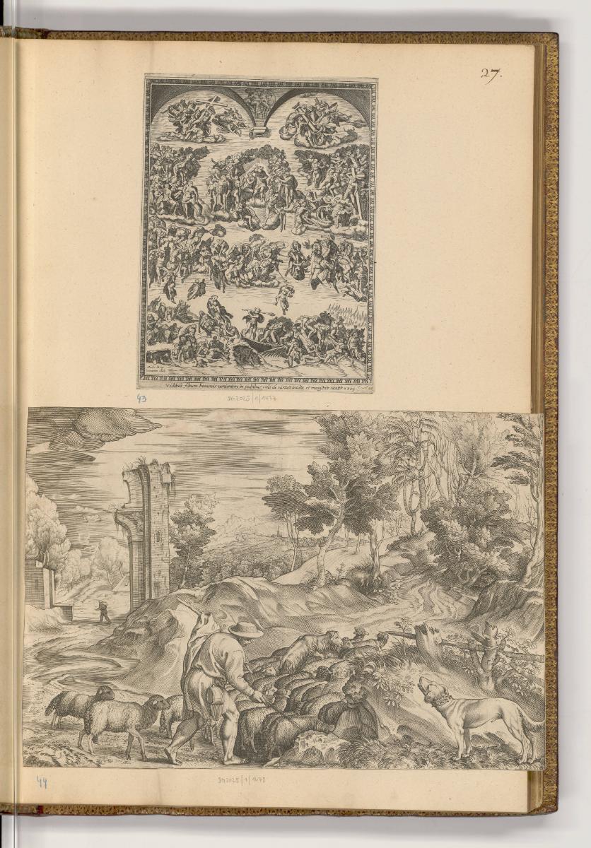 Kupferstiche von Francesco Villamena, Band I., Das Jüngste Gericht; Landschaft mit Hirte und Sc…