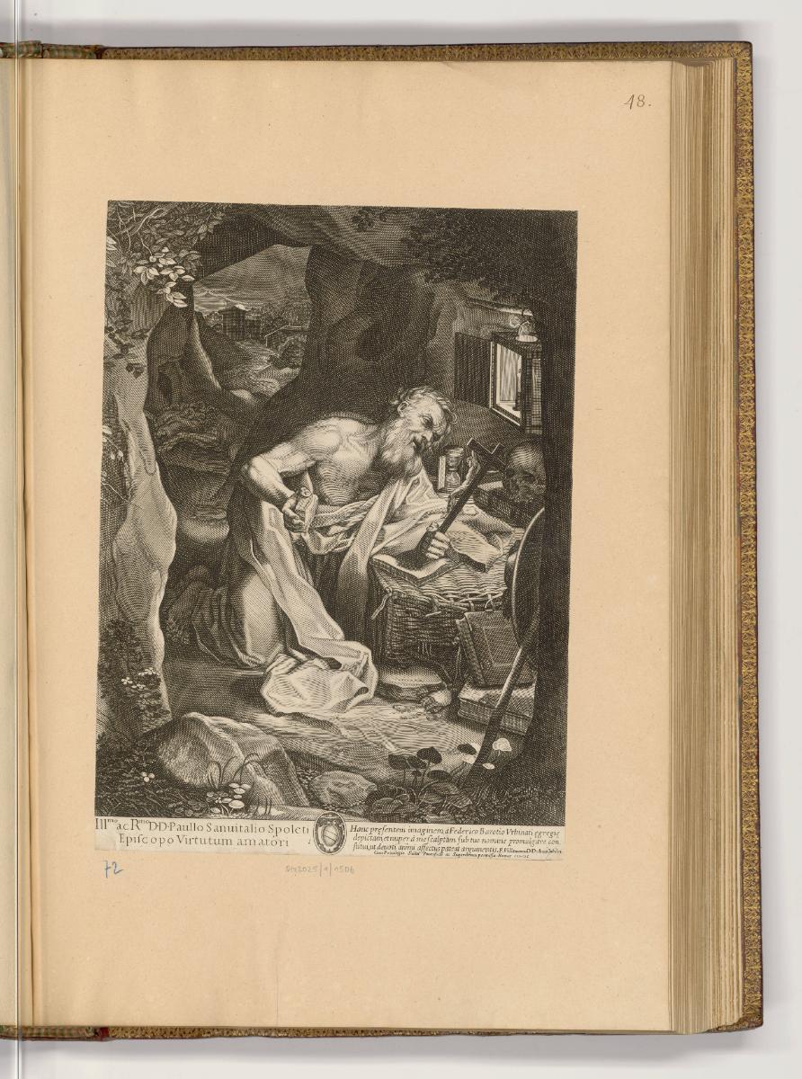 Kupferstiche von Francesco Villamena, Band I., Hieronymus in der Wildnis, Inv. Nr.: HB22.1, HB2…