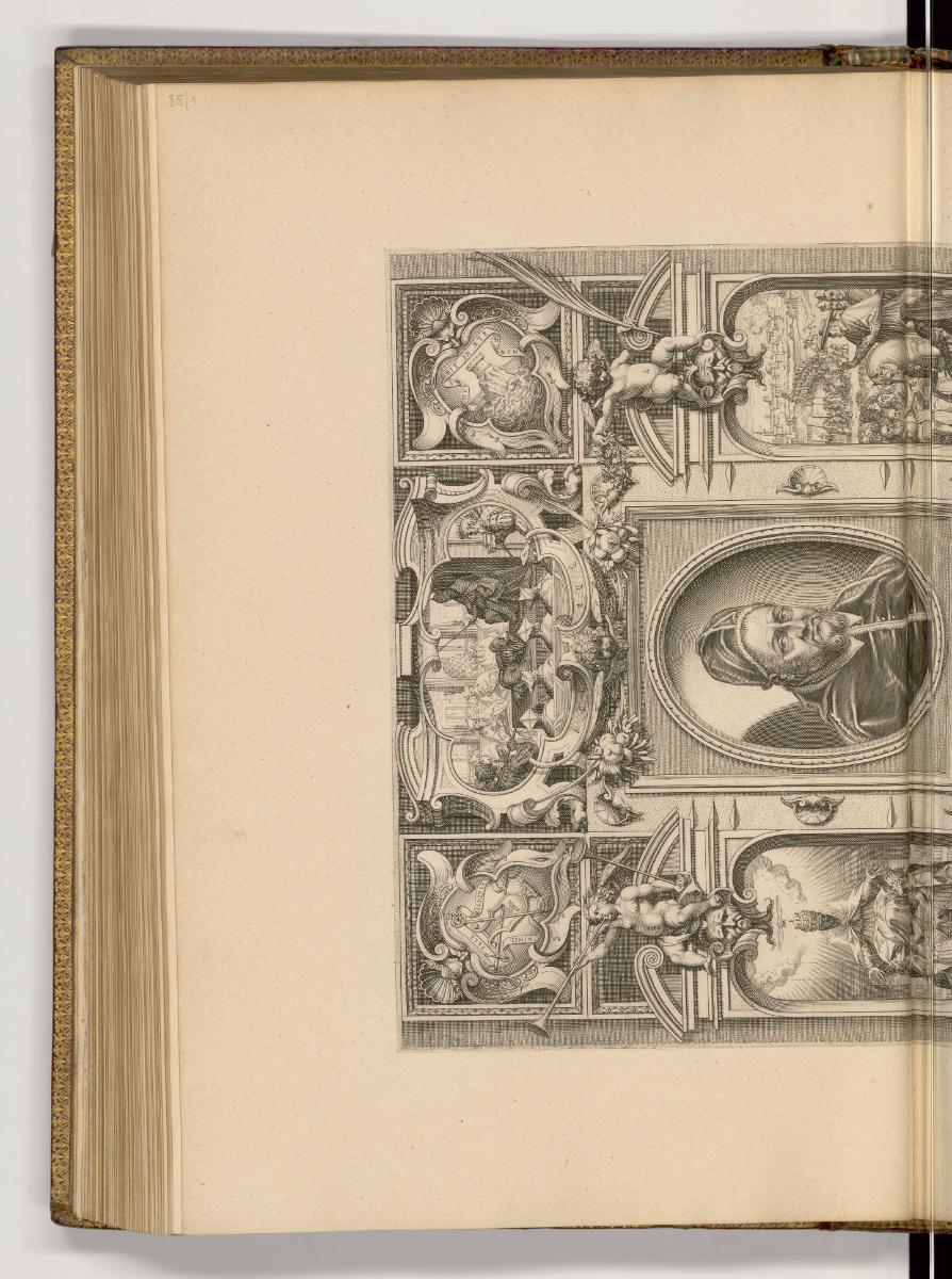 Kupferstiche von Francesco Villamena, Band I., Porträt Papst Clemens VIII. mit Szenen aus desse…