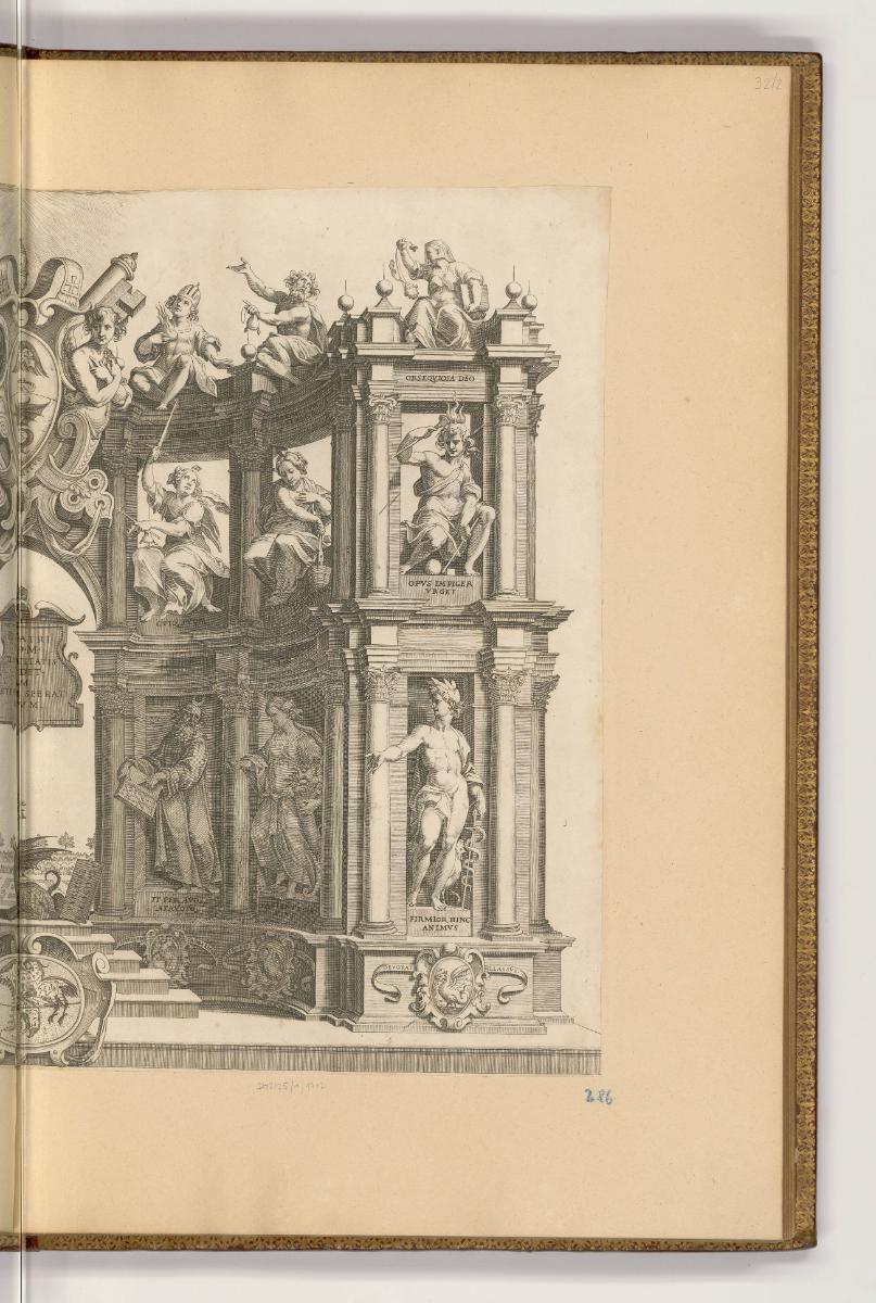 Druckgrafiken nach Francesco Villamena, Band II., Allegorischer Triumphbogen für Papst Paul V. …