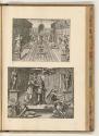 Kupferstiche von Matthäus Greuter, Architekturallegorie mit Brunnen und Statuen; Allegorie mit …