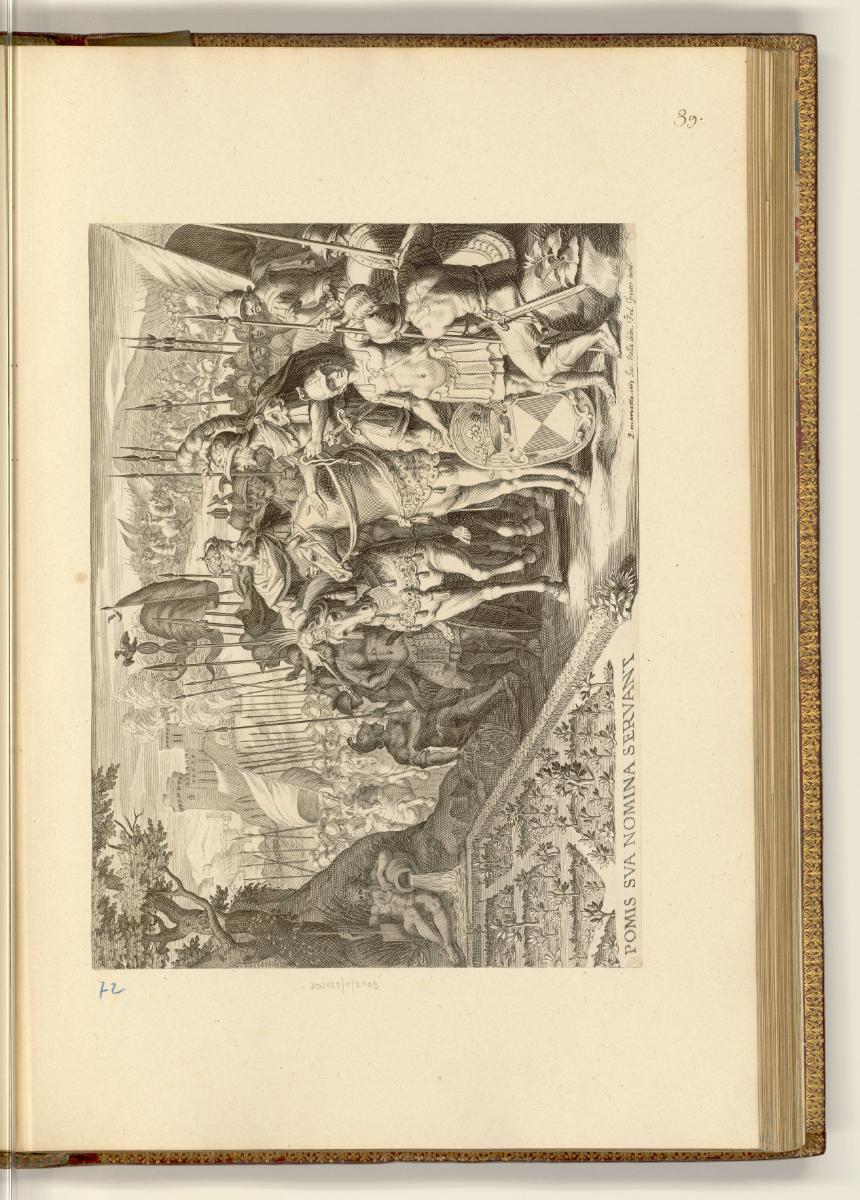Kupferstiche von Johann Friedrich Greuter, Herrscher mit Armee vor einem Garten, Inv. Nr.: HB24…