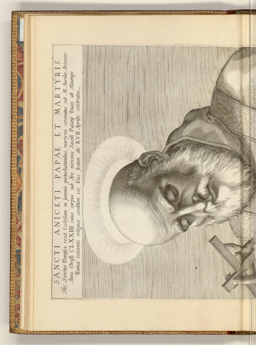 Kupferstiche von Johann Friedrich Greuter, Heiliger Anicetus (oberer Teil), Inv. Nr.: HB24, HB2…