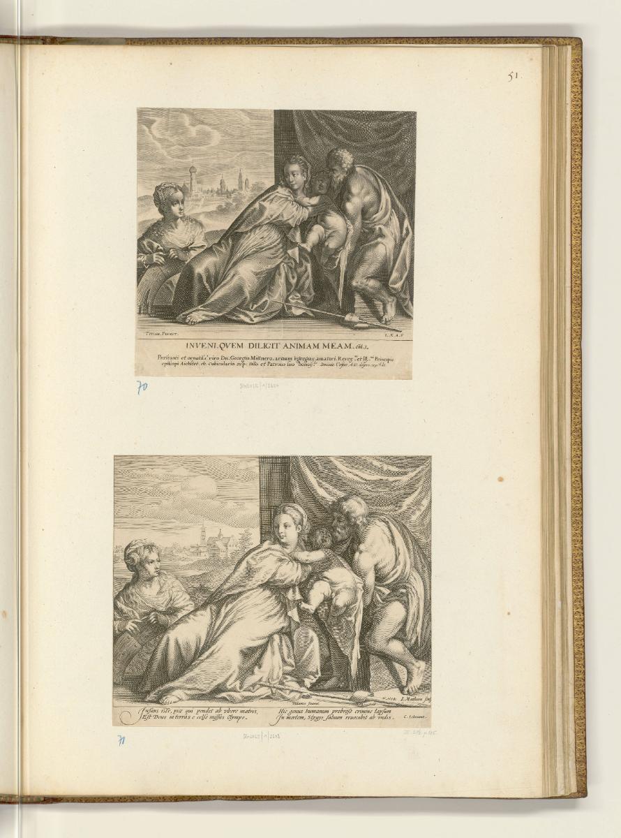 Druckgrafiken nach Tizian, Maria mit Kind, Johannes dem Täufer und Katharina von Alexandrien, I…