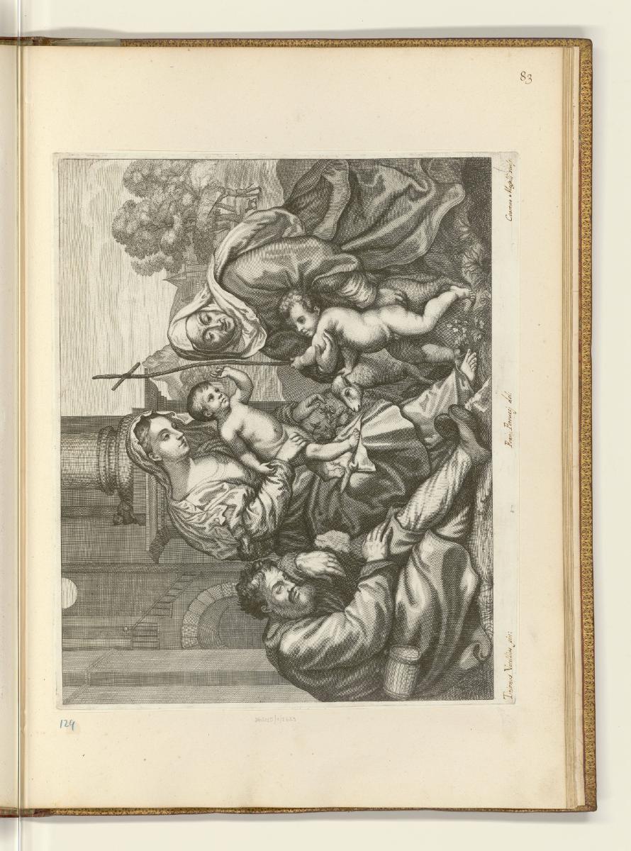 Druckgrafiken nach Tizian, Heilige Familie mit Johannesknaben und Elisabeth, Inv. Nr.: HB27.1, …