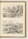 Druckgrafiken nach Tizian und Domenico Campagagnola, Landschaft mit Kühen und Bauernhaus; Fluss…