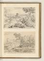 Druckgrafiken nach Tizian und Domenico Campagagnola, Landschaft mit Siedlung und Hirtin; Landsc…