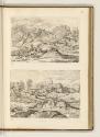 Druckgrafiken nach Tizian und Domenico Campagagnola, Landschaft mit liegendem Paar; Flusslandsc…