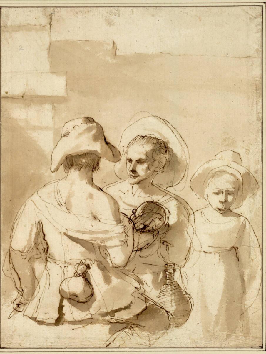 Giovanni Francesco Barbieri gen. il Guercino, Genreszene mit einem Elternpaar in Halbfiguren un…