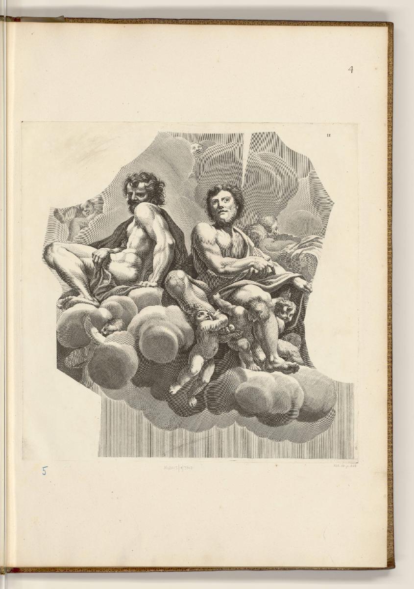 Druckgrafiken nach Werken von Correggio, Zwei Apostel mit Putti auf Wolken, Inv. Nr.: HB32.1, H…