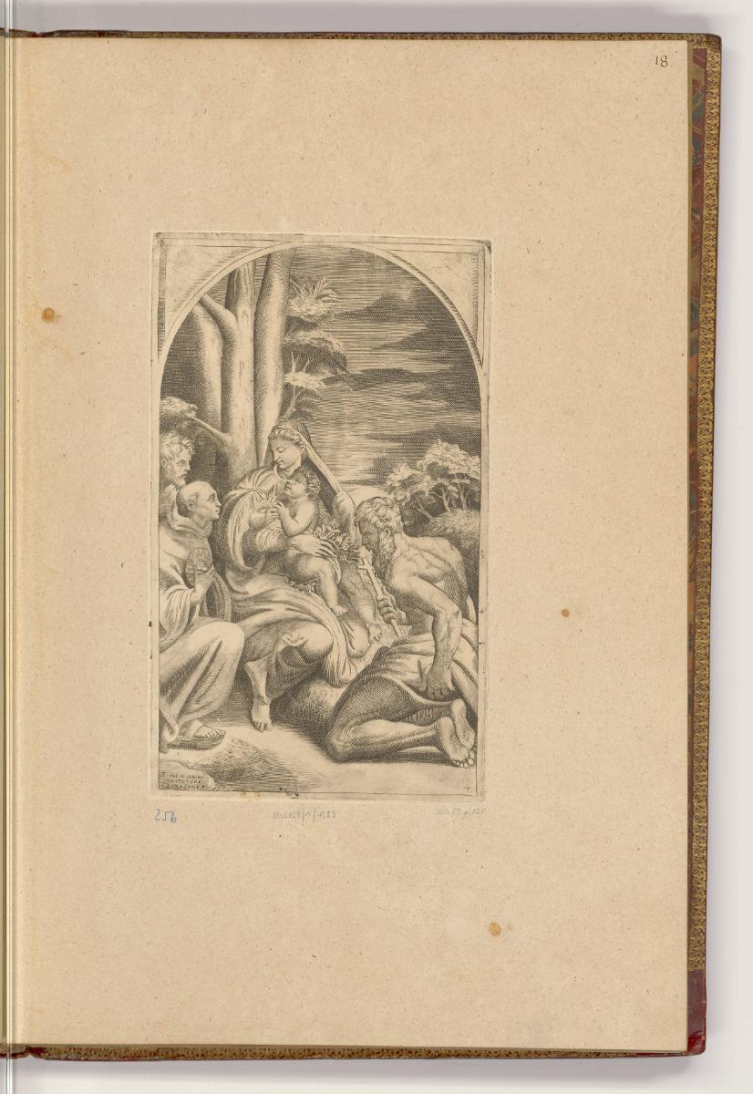 Druckgrafiken nach Werken von Parmigianino, Maria mit Kind, Bernhard von Siena und Hieronymus, …