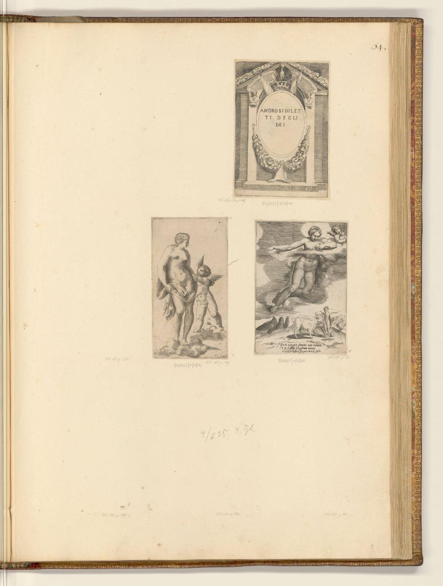 Druckgrafiken von Giulio Bonasone, Titelblatt; Venus und Amor, Inv. Nr.: HB35, HB35/54