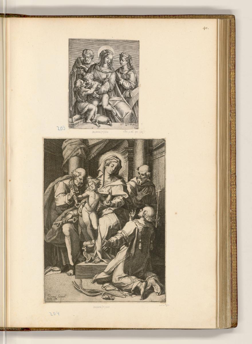 Druckgrafiken von und nach Agostino Carracci, Heilige Familie mit Johannesknaben und Katharina …