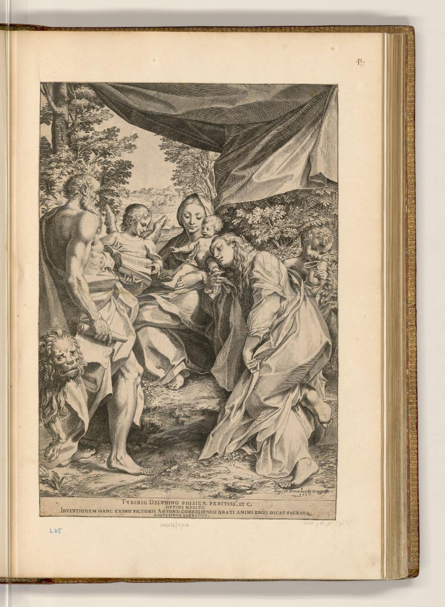Druckgrafiken von und nach Agostino Carracci, Maria mit Kind, Hieronymus und Maria Magdalena, I…