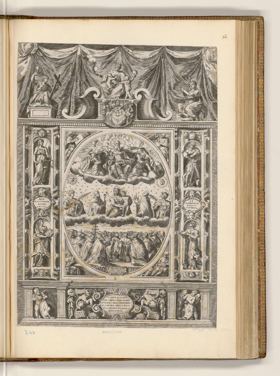 Druckgrafiken von und nach Agostino Carracci, Frontispiz der Bruderschaft des Allerheiligsten S…