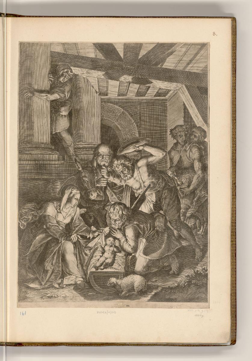Druckgrafiken von und nach Agostino Carracci, Anbetung der Hirten, Inv. Nr.: HB36(2), HB36(2)/8