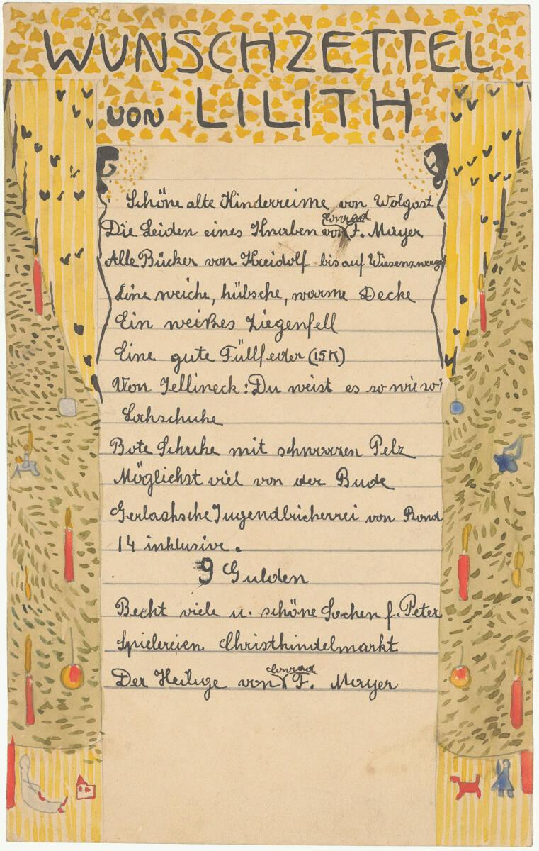 Lilith Lang, Wunschzettel von Lilith, Inv. Nr.: OKA20