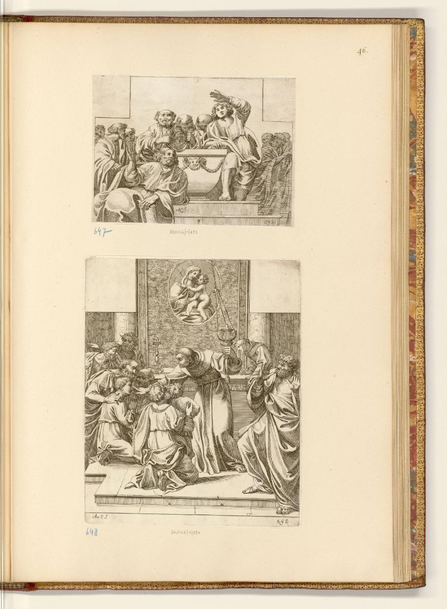 Druckgrafiken nach Werken von Annibale und Agostino Carracci, Apostel am Grab der Maria; Didaku…