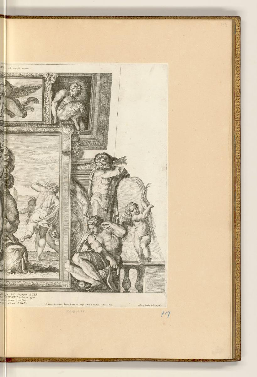 Druckgrafiken nach Fresken der Familie Carracci, Deckenfresko mit Polyphem und Acis (rechter Te…
