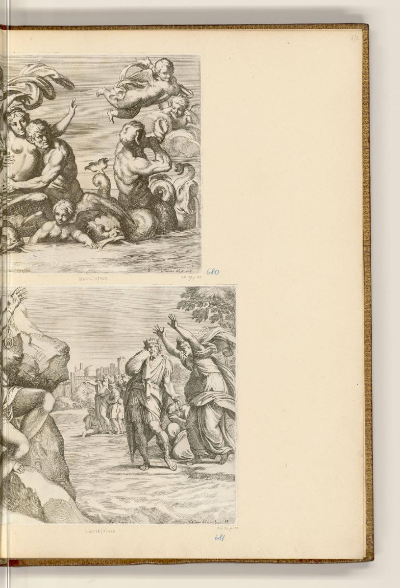 Druckgrafiken nach Fresken der Familie Carracci, Triumph der Galatea (rechter Teil); Andromeda …