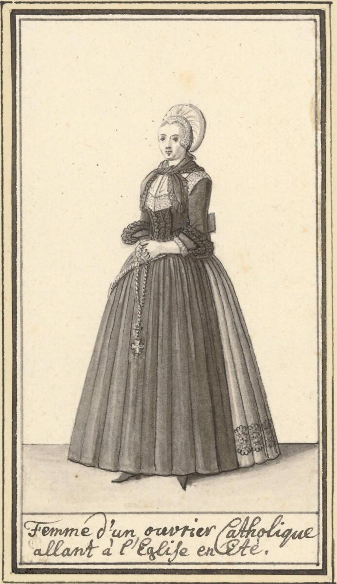 Katharina Sperling, Moden der Stadt Augsburg (36 Kostümblattentwürfe): Femme d'un ouvrier Catho…