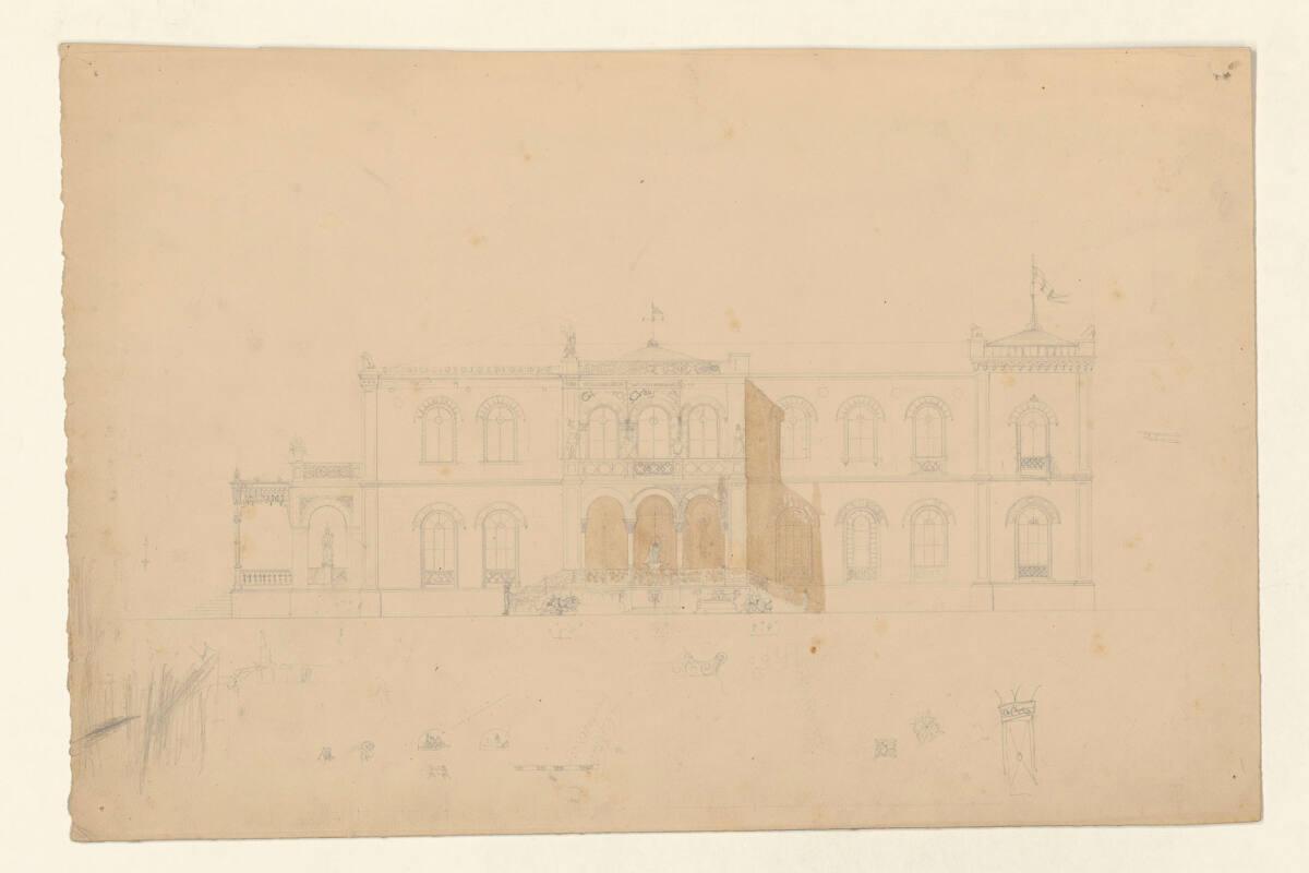 Unbestimmt, Villenentwurf, Aufriss, Inv. Nr.: AZ8729