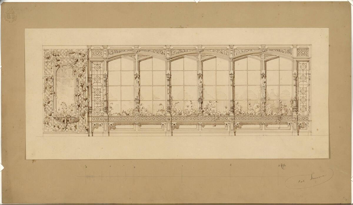 Entwurf zu einem Wintergarten, Fensterwand, Aufriss, Inv. Nr.: AZ8609