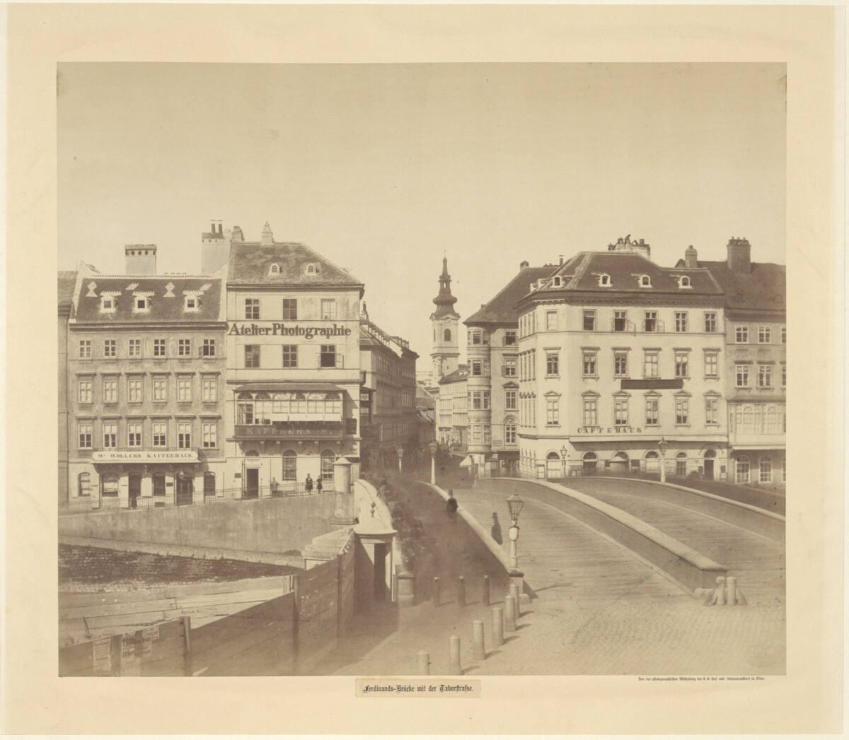 K. K. Hof- und Staatsdruckerei Wien, Die Ferdinandsbrücke mit Blick in die Taborstraße in Wien,…