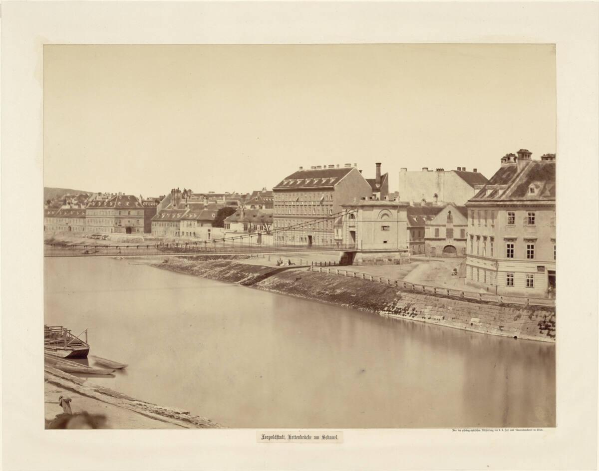 K. K. Hof- und Staatsdruckerei Wien, Die Kettenbrücke am Schanzl über den Donaukanal in Wien, I…