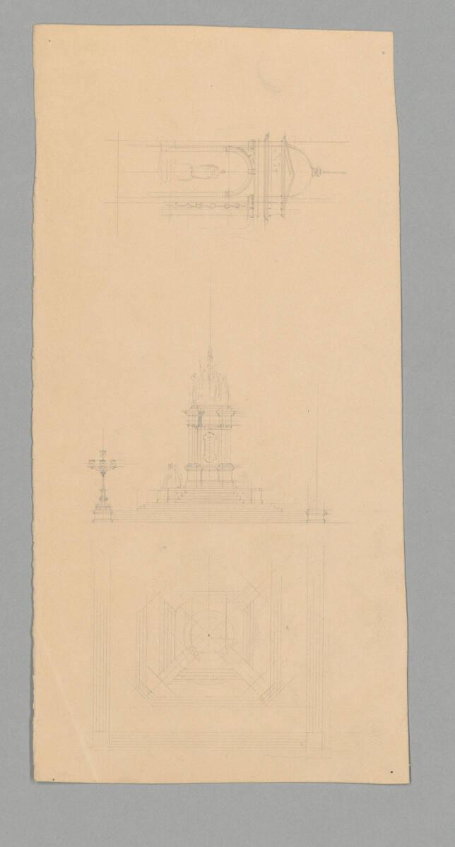 Wien, Maria-Theresien-Denkmal, Entwurf, Grundriss und Aufrisse, Inv. Nr.: AZ8806