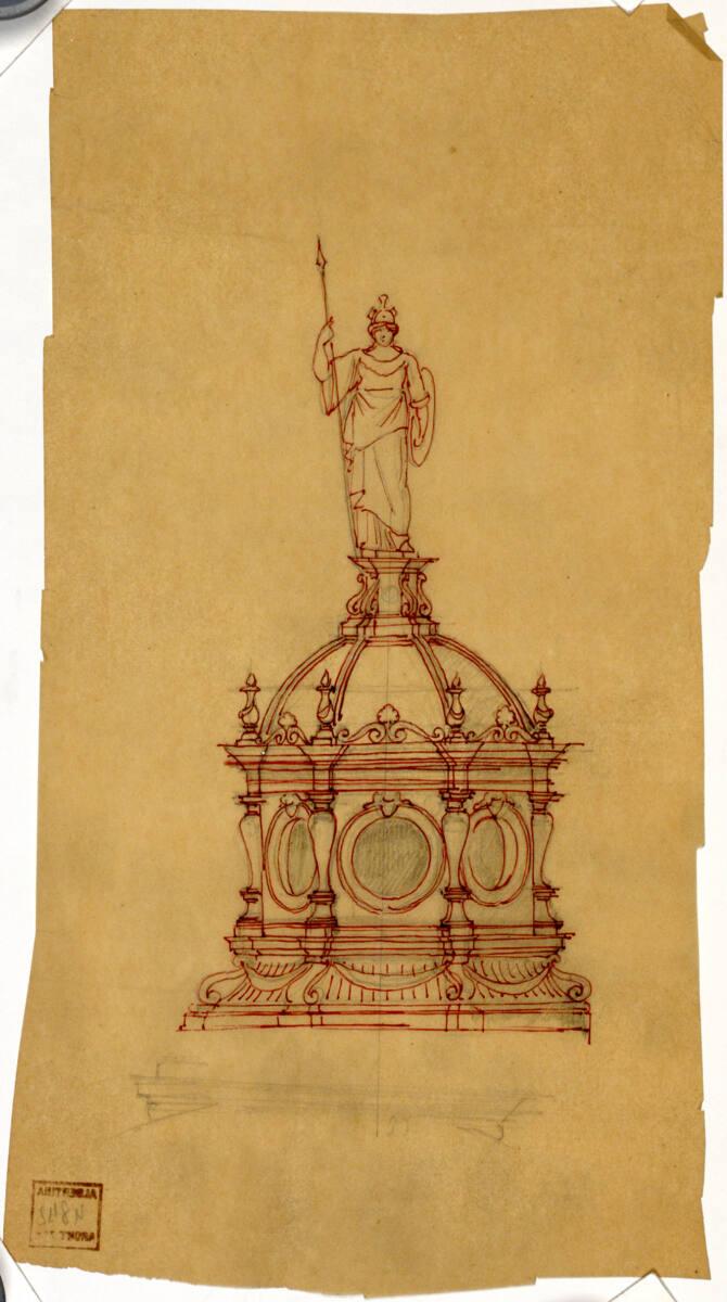 Wien, Kunsthistorisches Hofmuseum, Hauptkuppel, Laternenentwurf, Aufriss, Inv. Nr.: AZ4842