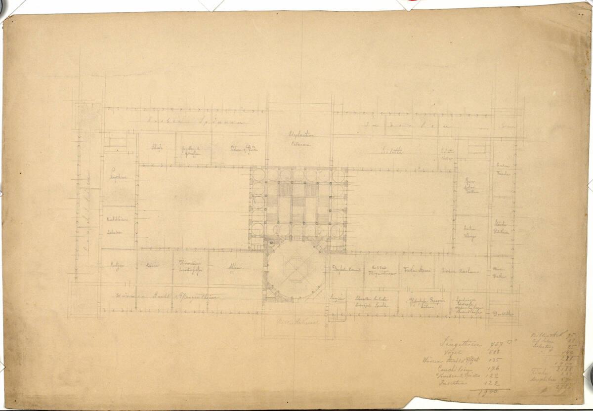 Wien, Naturhistorisches Museum, Entwurf zum 1. Stock, Grundriss, Inv. Nr.: AZ8592